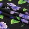 1 Yard Italian Purple Vibrant Green and Black Violets Virgin Wool Twill